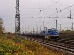 Am trüben 24.10.2013 fuhr die frisch lackierte EGP 151er mit Zementzug nach Deuna.