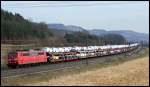 151 015 mit Autozug am 08.03.15 bei Harrbach