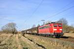 151 058 bespannt am 23.02.2019 den Güterzug nach Maschen.