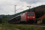 152 097-2 mit einem Autozug in Ludwigsau-Friedlos am 06.08.2010