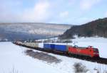 152 106 mit Gterzug am 31.01.10 bei Harrbach