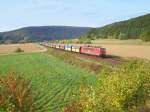 155er mit Kohlezug am 03.10.09 bei Harrbach