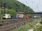 182 518 von boxxpress mit Containerzug am 14.05.11 in Gemnden