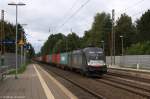 ES 64 U2 - 027 (182 527-2) MRCE Dispolok GmbH für WLC - Wiener Lokalbahnen Cargo GmbH mit einem Containerzug in Bienenbüttel und fuhr weiter in Richtung Uelzen.