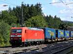 Die erste Traxx 185 001 mit Walterzug am 02.08.11 in Jossa