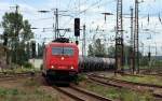 185 589-9 rollte mit einem langen ler durch Grokorbetha am 23.7.11.