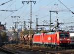 185 168 und 185 396 mit Gterzug am 31.10.11 in Fulda