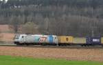 185 673 der EVB mit Containerzug am 02.04.12 bei Fulda