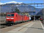 Zwei DB 185 mit einem Gterzug in Bellinzona am 13.