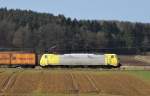 189 931 mit Containerzug am 15.03.12 bei Fulda