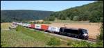 193 878 mit Containerzug am 05.08.15 bei Harrbach