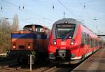 442 349-7 als S3 von Gstrow nach Warnemnde bei der Ausfahrt im Haltepunkt Rostock-Bramow.18.04.2015