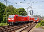   Paralleleinfahrt zweier RE der DB Regio NRW in den Bahnhof Kln Messe/Deutz am 01.06.2019.