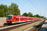 Zwei gekuppelte  Mopsgesichter  bzw. Alstom Coradia Continental der BR 440 fahren am 05.06.2019, als RE  Fugger-Express  (Mnchen – Augsburg – Ulm), Grbenzell in Richtung Augsburg. 