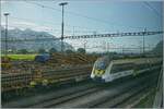 In St-Triphon sind etliche bwegt Triebz�ge abgestellt, die hier wohl auf einen Platz in Villeneuve zum ETCS Einbau warten. Die Z�ge k�nnen leider nur vom Zug aus fotografiert werden. Im (nicht so gelungen) Bild der DB 442 819.  

17. Juni 2026