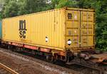 Tragwagen mit zwei Radsätzen für Großcontainer und Wechselbehälter der Gattung Lgs 580 registriert unter 25 80 4426 058-0 D-BTSK(DB Intermodal Services GmbH).