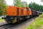 Die KSW 44 (92 80 1271 004-4 D-KSW) die MaK G 1000 BB der KSW (Kreisbahn Siegen-Wittgenstein) steht am 18.05.2012, auf dem Pfannenberg in Neunkirchen-Salchendorf, auf der Freien Grunder Eisenbahn (KSW