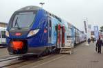   Der SNCF Régio2N Triebzug (Rames) 009L (Baureihe Z 55500), hier Z 55517/18 der ter Région Centre ein achtteiliger elektrischer Doppelstocktriebzug vom Typ Bombardier OMNEO wurde auf der Inno Trans