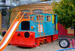 Die ehemalige Lok 22 der Sddeutsche Zucker AG, eine Diesel-Rangierlokomotive vom Typ DEMAG ML 55 am 02.10.2010 im Technik Museum Speyer noch als Spielobjekt.
