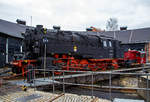 Die  Bergkönigin   95 016 am 26.03.2016 abgestellt auf der Drehscheibe im Deutschen Dampflokomotiv-Museum in Neuenmarkt-Wirsberg.