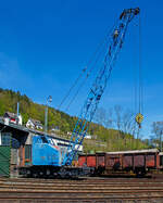 Der 20t KIROW-Eisenbahndrehkran EDK 80/3, Kran 738, am 05.05.2016 im Eisenbahnmuseum Dieringhausen.