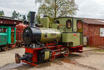 Die O&K Feldbahn-Dampflok FGF Lok 3  Monika  vom Feld- und Grubenbahnmuseum Fortuna am 16.04.2011 in Solms-Oberbiel.