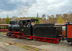 Die FGF Lok 4 vom Fortuna Feld- und Grubenbahnmuseum eine Krauss Typ XLVII p schmalspurige (600 mm) Schlepptender-Dampflokomotive der Gattung Bn2t, steht am 16.04.2011 im Museum Solms-Oberbiel, mit