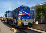 Vossloh Locomotives präsentierte auf der InnoTrans 2018 in Berlin (18.09.2018) seine vierachsige Dieselelektrische Lokomotive DE 18 Smart Hybrid.