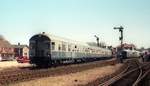 Einf�hrung der Regionalschnellbahn Schleswig-Holstein in S�derbrarup am 26.4.1987 DB Steuerwagen BDnf 738 als Sonderzug/Nahverkehrszug nach Flensburg in S�derbrarup.