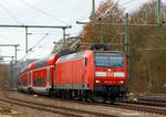   Die 146 004-7 (91 80 6146 004-7 D-DB) der DB Regio NRW erreicht am 02.12.2018, mit dem RE 9 (rsx - Rhein-Sieg-Express) Aachen - Köln - Siegen, den Bahnhof Au (Sieg).