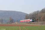 Nachschuss auf 146 247-2 die ihren RE 55 4614 Bamberg - Frankfurt/Main bei Gambach schiebt.