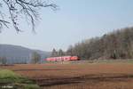 146 240-7 zieht bei Gambach den RE 55 4611 Frankfurt/Main - Bamberg.