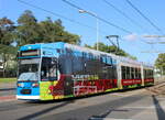 Bäderbahn Molli am Morgen des 31.08.2024 in Höhe Haltestelle Rostock-Kunsthalle.