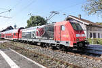 Die Seehas-Linie und ihre Vielfalt: Vom Seehas auf die Schwarzwaldbahn. In Allensbach st�sst Lok 146 235 ihren Zug nach Karlsruhe. 14.August 2026 