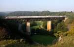 Heute genau vor einem Jahr zeitig am Morgen des 28.09.2011 auf der Laaberbrcke bei Beratzhausen:  DB ICE-T 411 Zug  Ilmenau  als ICE 21 Frankfurt - Wien, KBS 880 Nrnberg - Passau