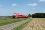 Nachschuss 610 016 als RE 3697 Hof - Regensburg bei Oberteich.