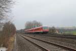 Zwei 628iger der Südostbayern Bahn auf dem Weg von Chemnitz nach Mühldorf bei Schönfeld.