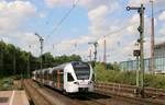 Mit den Eurobahn-Stadler FLIRT und dem RE 13 (Hamm (Westfalen) - Venlo/Niederlande) unterwegs: Am 04.08.2013 war ET 6.03 in RRX(Rhein-Ruhr-Express)-Lackierung unterwegs, hier bei der Durchfahrt in