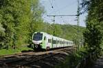 Auf der ältesten noch in Betrieb befindlichen Bahnstrecke Deutschlands ist der Abellio-Flirt 3 3429 002 als S 9 (Wuppertal Hbf.