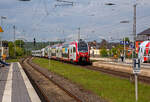 Der dreiteilige CFL Stadler KISS 2308 als RE 11  DeLux-Express  gekuppelt mit dem fünfteilige SÜWEX Stadler FLIRT³  - 429 116 / 429 616 als RE 1  Südwest-Express  nach Koblenz