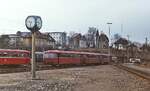 Ein Samstagvormittag in Radolfzell im April 1979: Neben den einmotorigen 795 waren auch zahlreiche 798/998 im Bw Radolfzell abgestellt