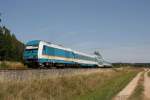 Bei Irrenlohe konnte der ALEX Richtung Regensburg am 23.08.12, bespannt mit 223 070, fotografiert werden.