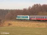 Der versptete Alex nach Hof gezogen von 223 063 bei Oberteich.