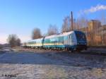 223 069 fhrt mit den ALX37972 nach Hof in Wiesau/Oberpfalz ein.