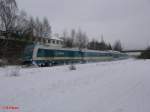 223 068 verliess am 29.01.10 den Bahnhof wiesau/Oberpfalz mit dem ALX87015 nach Mnchen.