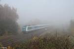 223 065 zieht den ALX84111 Hof - München bei Marktredwitz durch den Nebel.