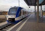   Der VT 156 (95 80 1648 156-5 D-BRB / 95 80 1648 656-4 D-BRB), ein Alstom Coradia LINT 41 mit neuer Kopfform (BR 1648) der BRB Bayerische Regiobahn GmbH (gehört zu Transdev), steht am 08.02.2020