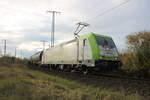 185 598-0 von Captrain am Morgen des 06.11.2022 in der Güterumgehung unweit vom Rostocker Hbf