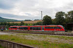 Der Siemens Desiro Classic 642 055 / 642 555  Stadt Augustusburg  der Erzgebirgsbahn (DB Regio) steht am 26 August 2013 im Bahnhof Cranzahl.