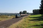 203 102 ex MWB jetzt EVB mit einem Kesselzug aus Ingolstadt nach Cheb kurz vor Pechbrunn.